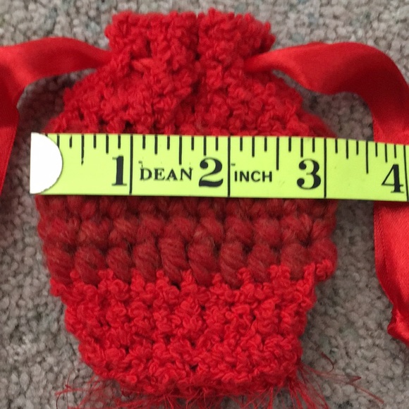 HAND CRAFTED 3 Mini Bags Boho Drawstring Crochet Tan Black Red - Picture 12 of 12